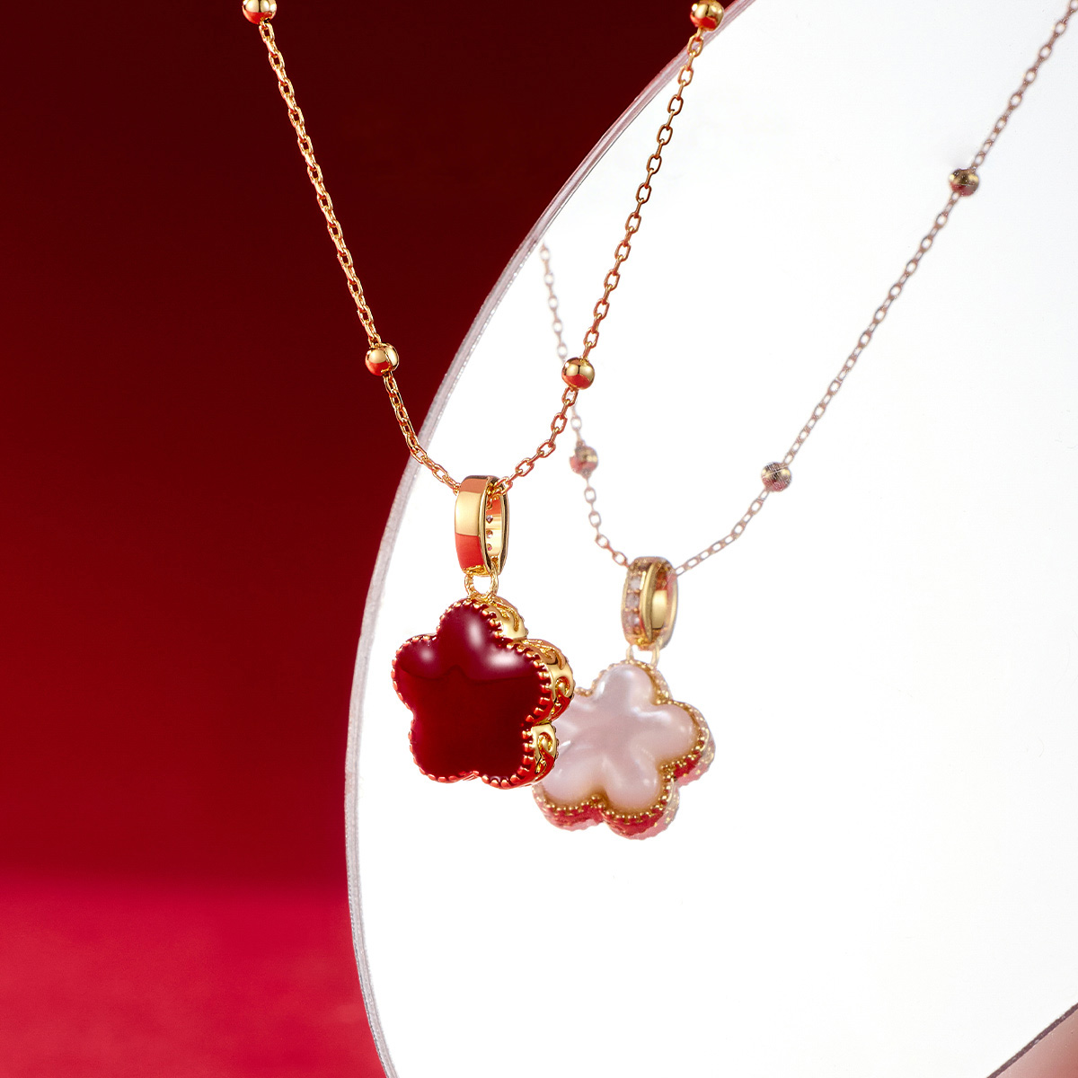 雙面葫蘆鎖骨錬紅色毛衣錬