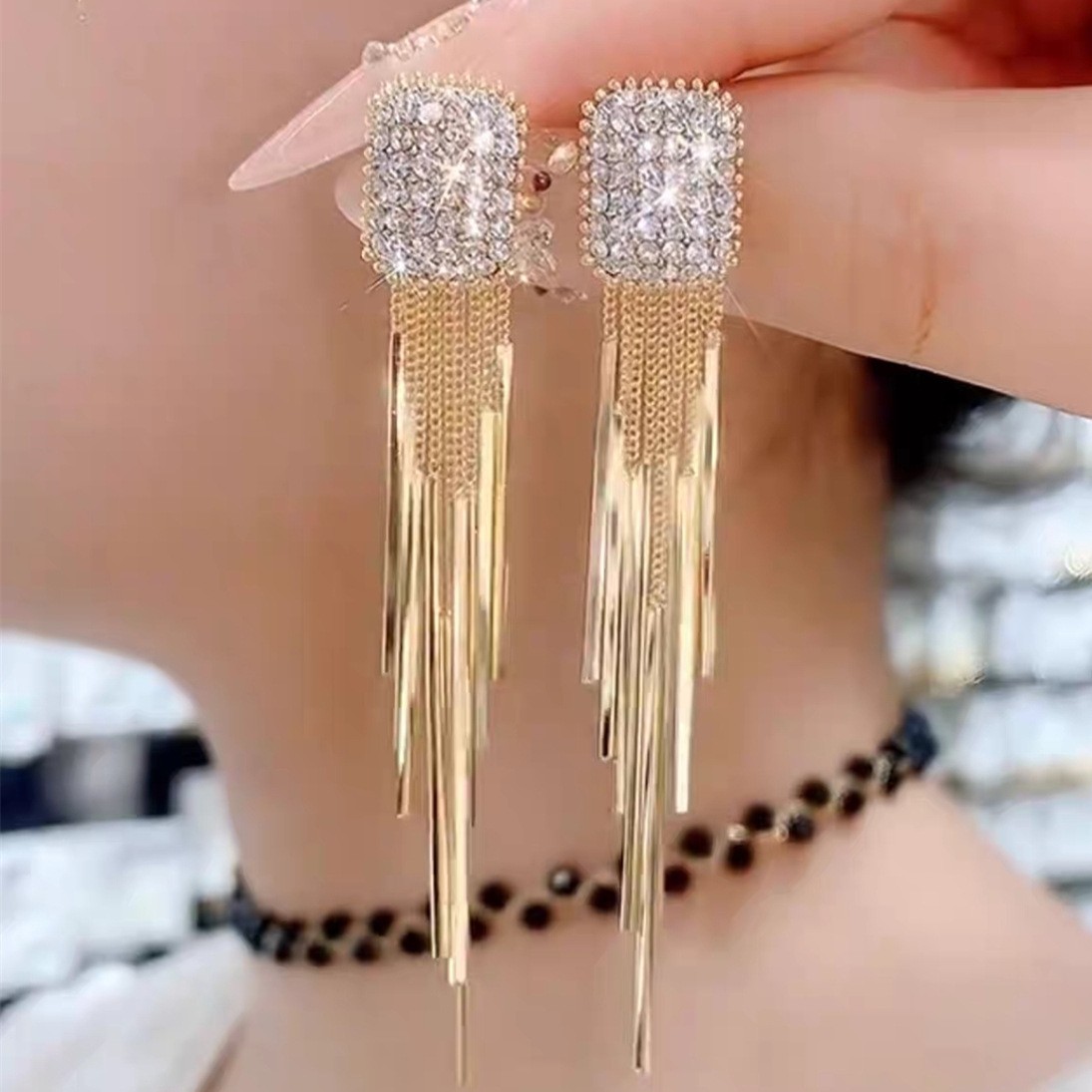 原創設計金色流蘇耳環   