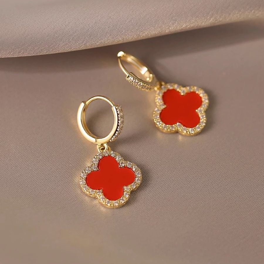 幸運草閃鑽耳環