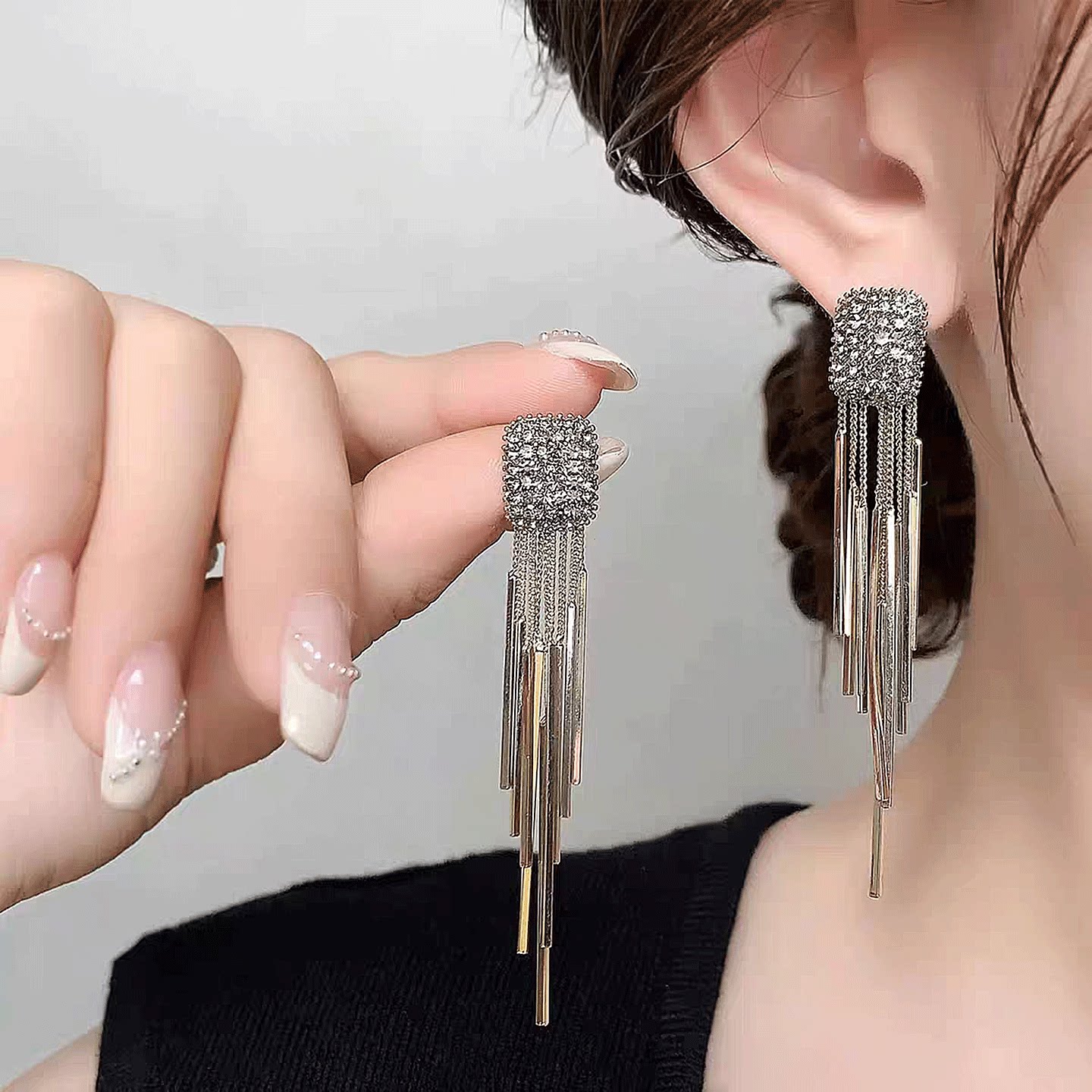 原創設計金色流蘇耳環   