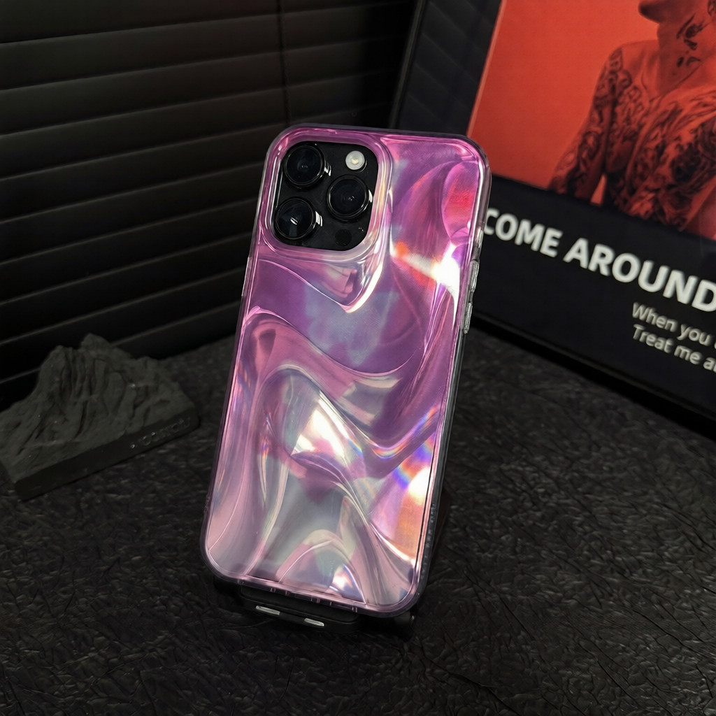 綢緞暈染流光潮酷iphone保護殼