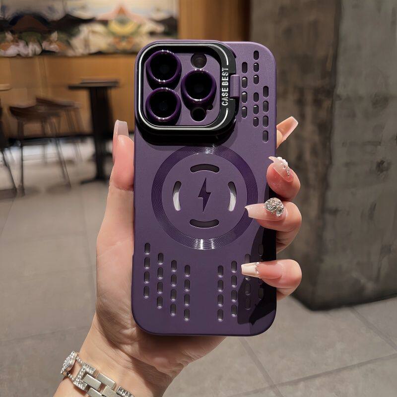 新款散熱鏤空點透氣磁吸蘋果保護殼