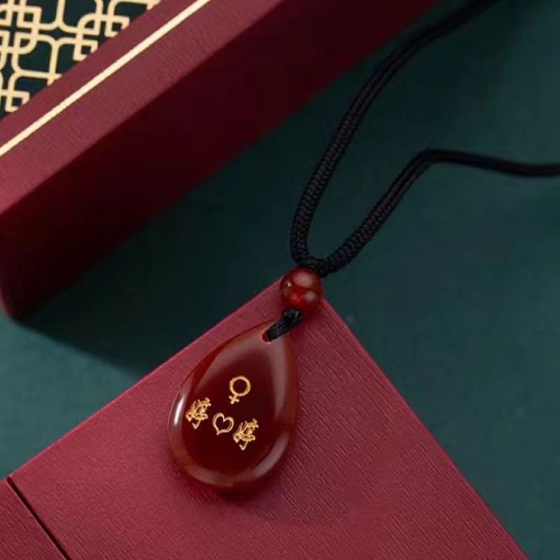 紅瑪瑙水滴款DIY情侶幸運項錬