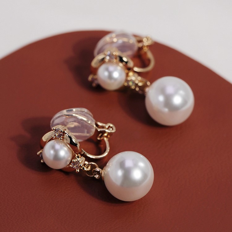 優雅珍珠無耳洞蚊香盤耳環