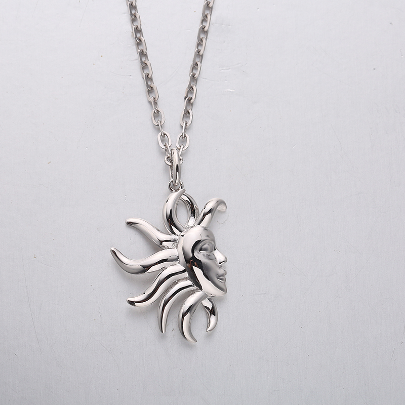 創意情侶款S925銀情侶項錬日月吊墜