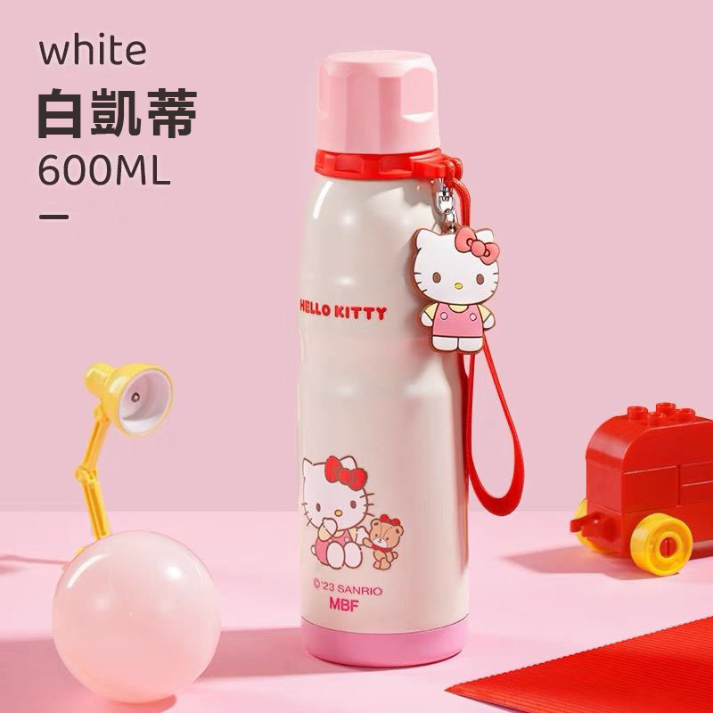 【沫緹甄選】三麗鷗萌愛凱蒂貓美樂蒂大容量600ml不鏽鋼保溫杯