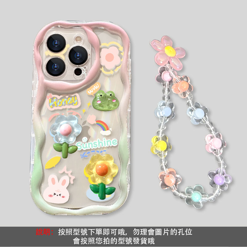 粉色塗鴉熊 透明鏡頭框保護殼