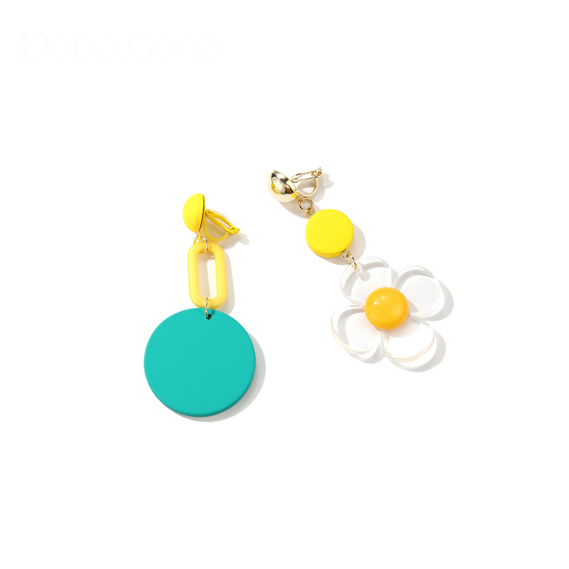 時尚花朵耳環夾式耳環