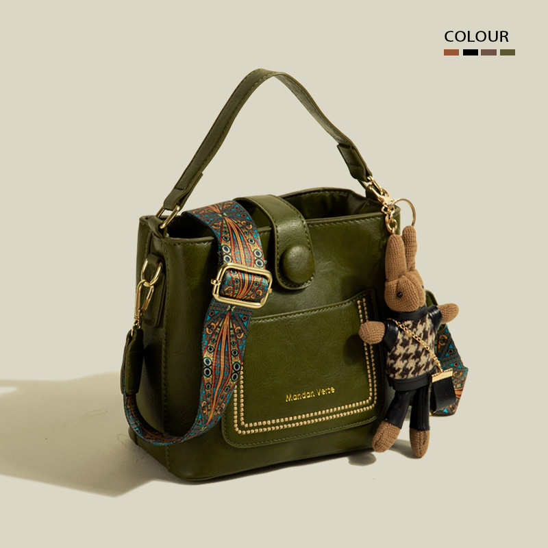 復古質感斜肩時尚水桶包