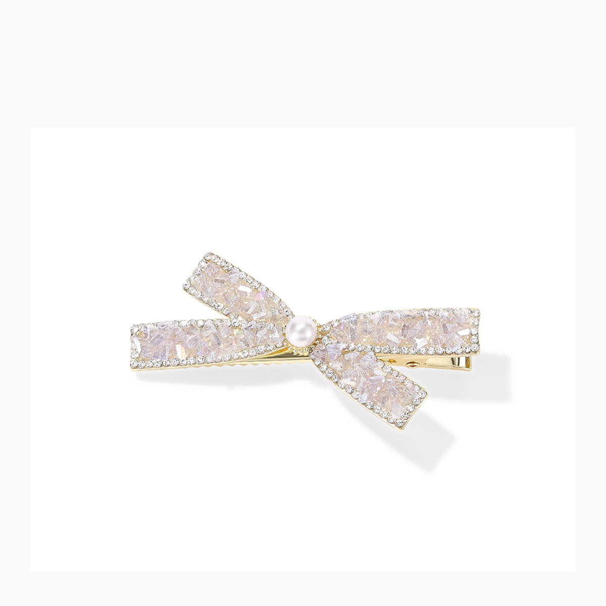 珍珠側邊夾蝴蝶結髮夾