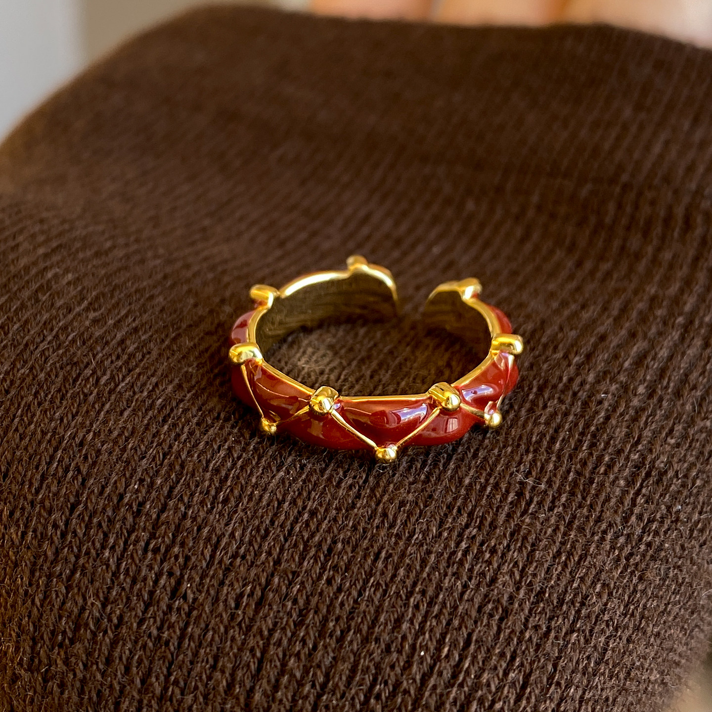 沙金山花朵設計感戒指