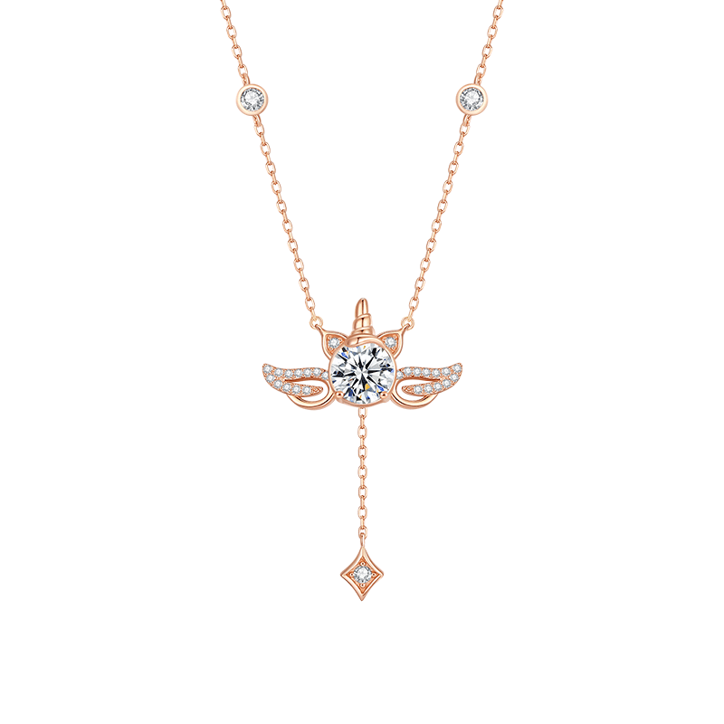 夢幻獨角獸銀項錬 丘比特之心翅膀