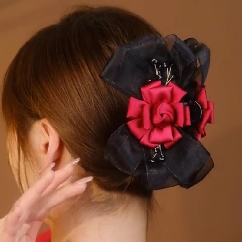 歐莎蝴蝶結玫瑰花抓夾