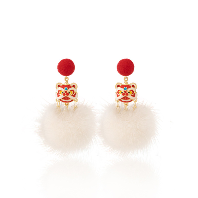 新年喜慶醒獅鈴鐺耳環