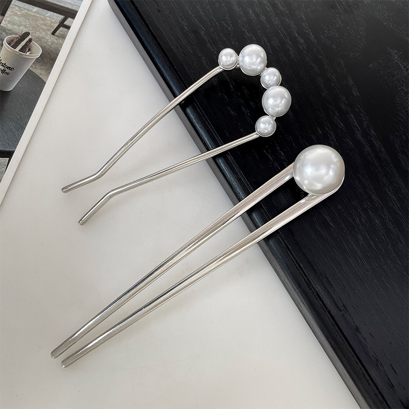 珍珠U型髮簪 氣質簪子