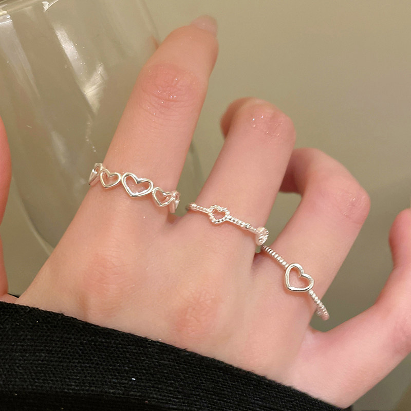 精緻蝴蝶結珍珠疊戴戒指