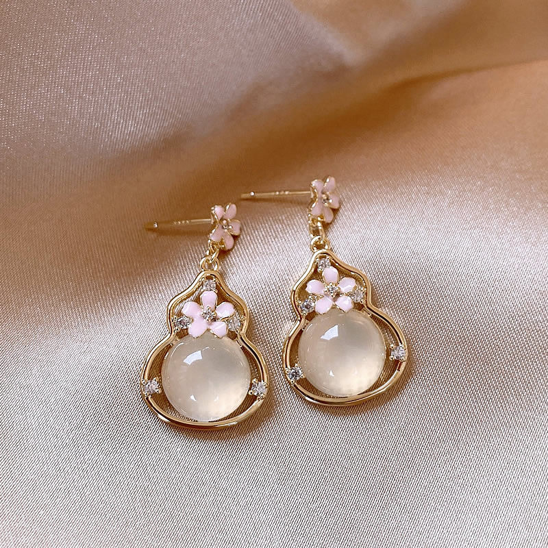 新中式金色錢幣葫蘆耳環