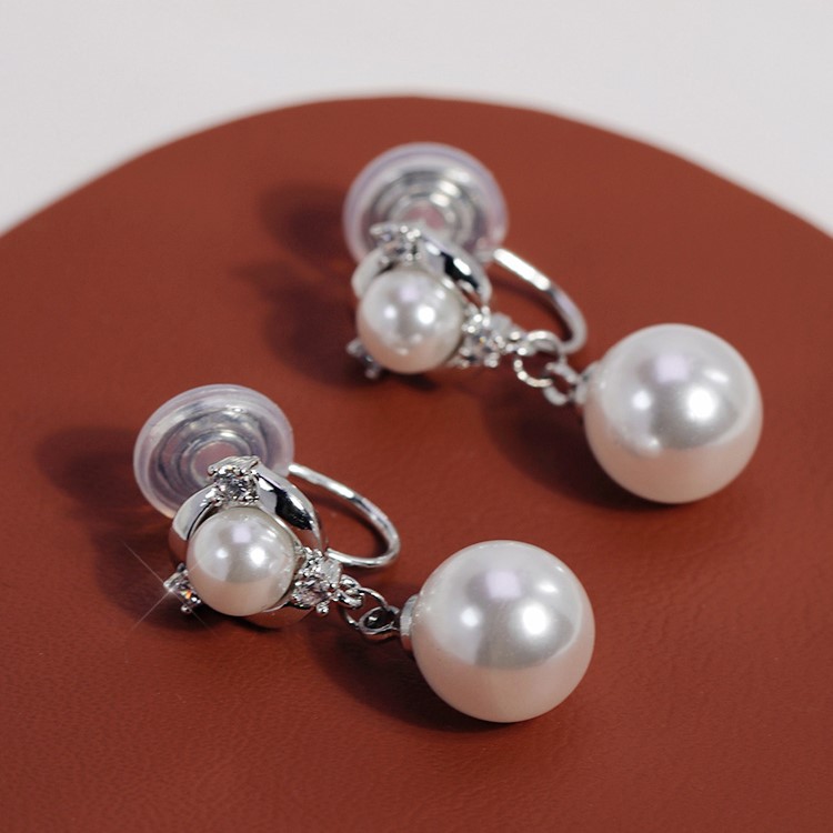 優雅珍珠無耳洞蚊香盤耳環