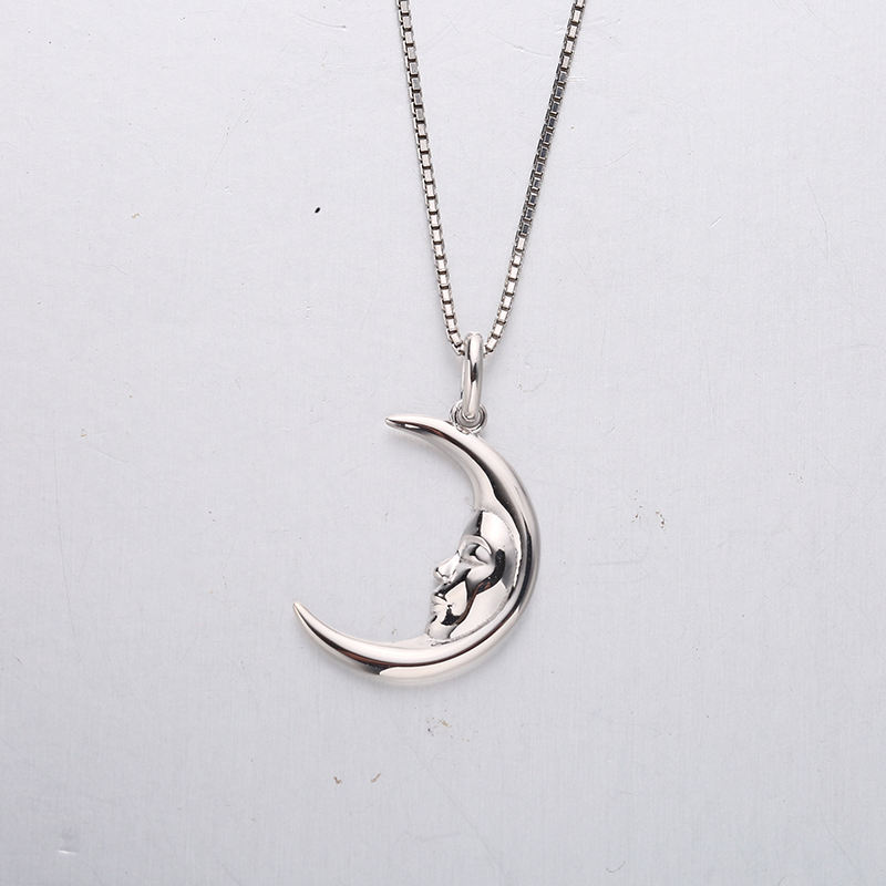 創意情侶款S925銀情侶項錬日月吊墜