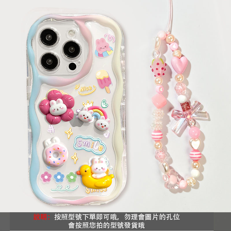 粉色塗鴉熊 透明鏡頭框保護殼