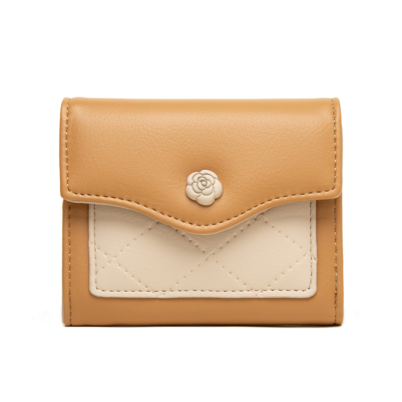 山茶花零錢短款皮夾錢包