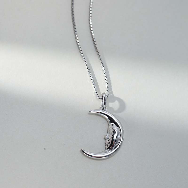 創意情侶款S925銀情侶項錬日月吊墜
