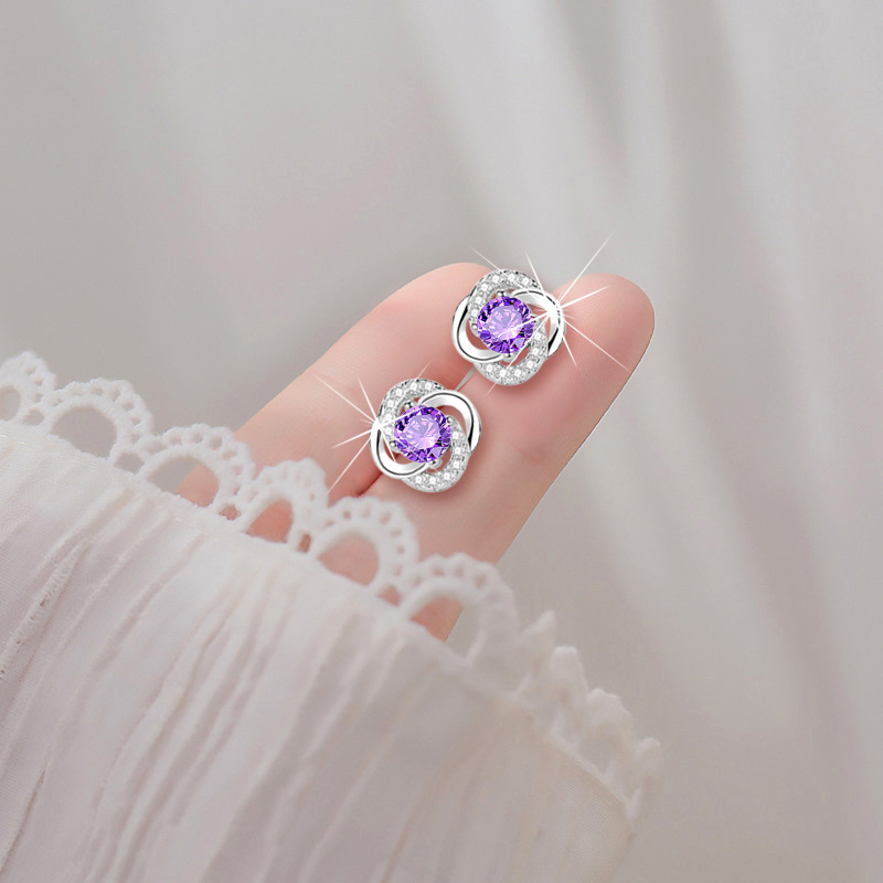 送禮佳品 輕奢璀璨純銀四葉草耳環