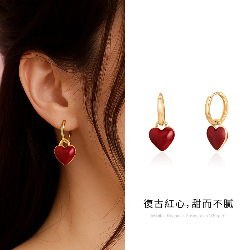 心動時刻 | 紅色愛心鎖骨錬毛衣錬氣質項錬