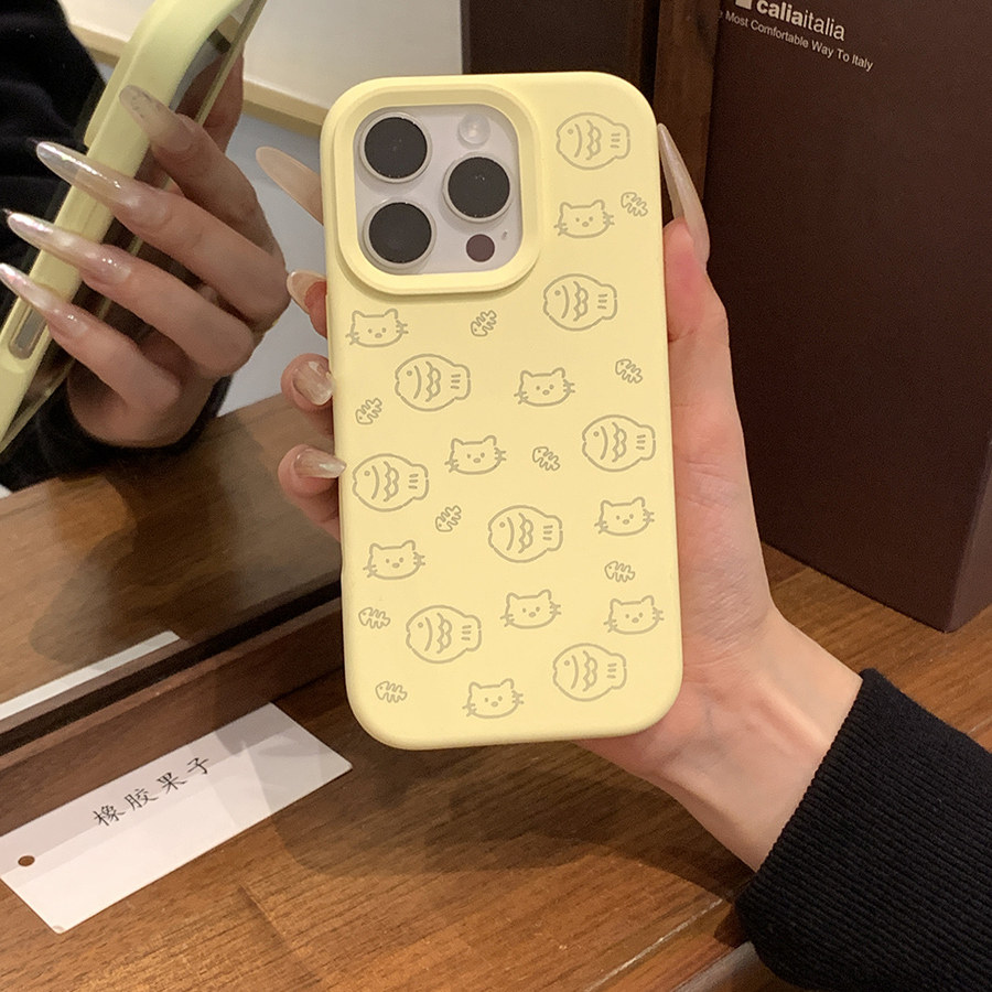 簡約線條小魚小貓手機保護殼