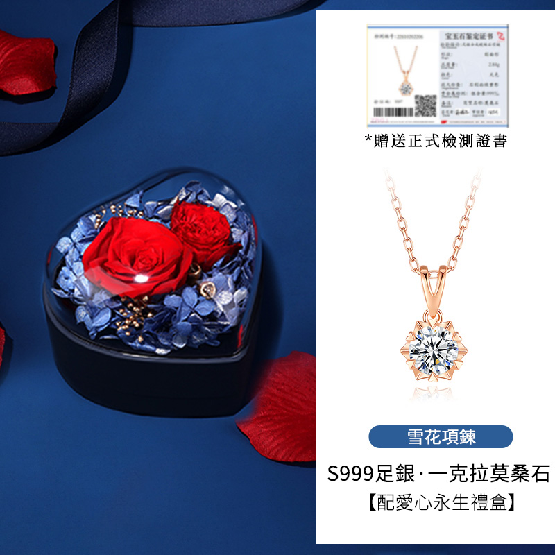 莫桑石雪花項錬【進口莫桑鑽/1克拉】