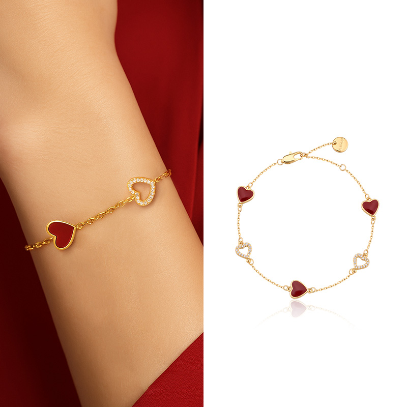 心動時刻 | 紅色愛心鎖骨錬毛衣錬氣質項錬