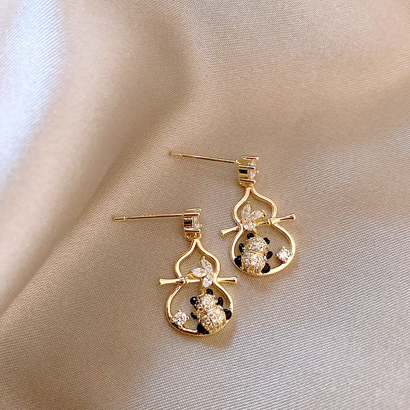 新中式金色錢幣葫蘆耳環