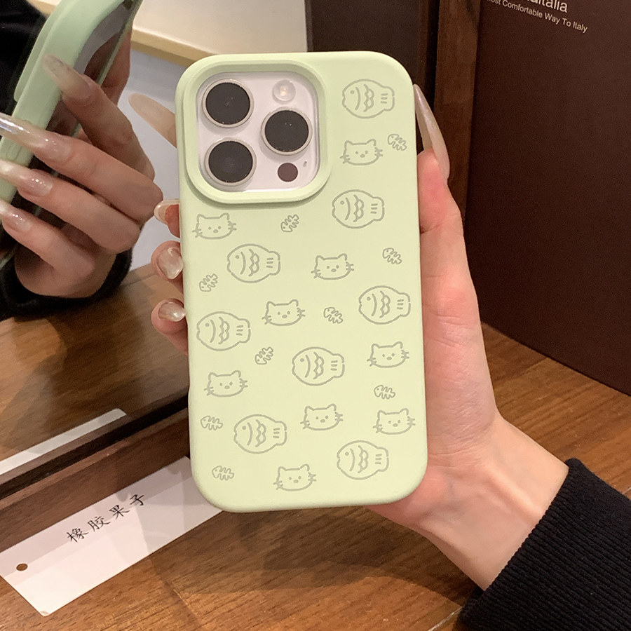 簡約線條小魚小貓手機保護殼