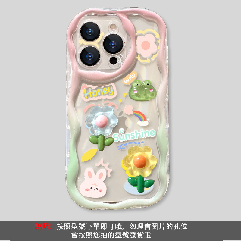 粉色塗鴉熊 透明鏡頭框保護殼