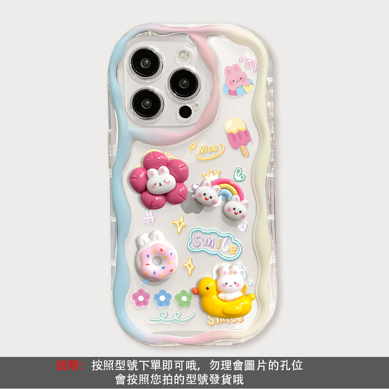 粉色塗鴉熊 透明鏡頭框保護殼