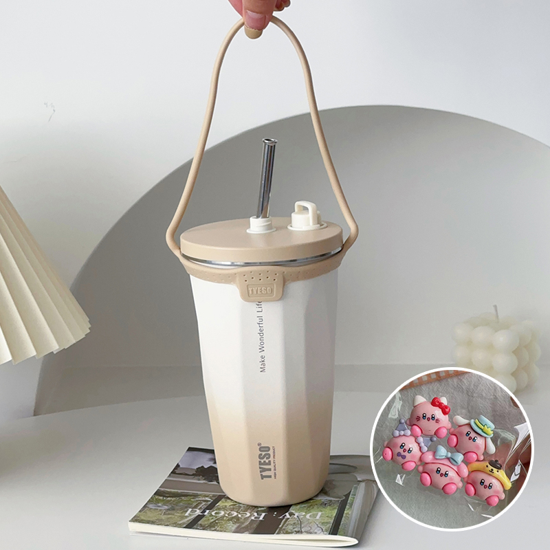 304食品級不鏽鋼咖啡杯 可伸縮吸管保溫杯