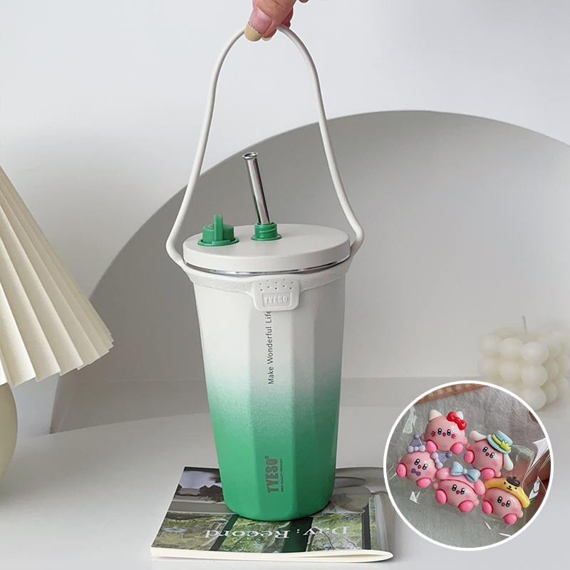 304食品級不鏽鋼咖啡杯 可伸縮吸管保溫杯