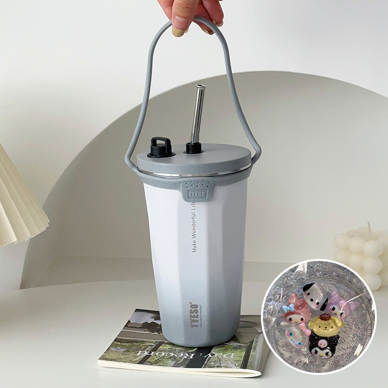 304食品級不鏽鋼咖啡杯 可伸縮吸管保溫杯