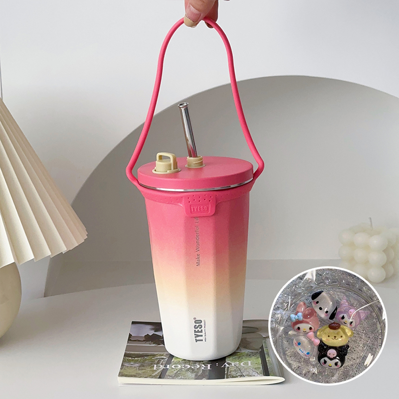 304食品級不鏽鋼咖啡杯 可伸縮吸管保溫杯