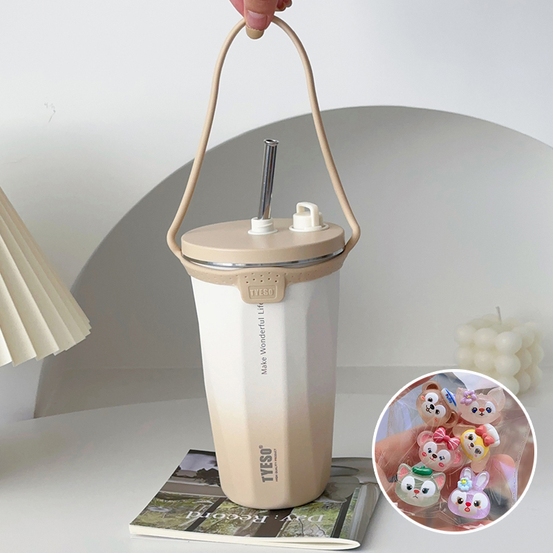 304食品級不鏽鋼咖啡杯 可伸縮吸管保溫杯