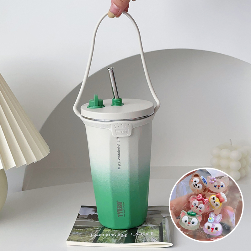 304食品級不鏽鋼咖啡杯 可伸縮吸管保溫杯