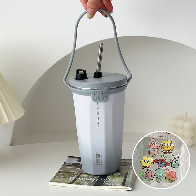 304食品級不鏽鋼咖啡杯 可伸縮吸管保溫杯