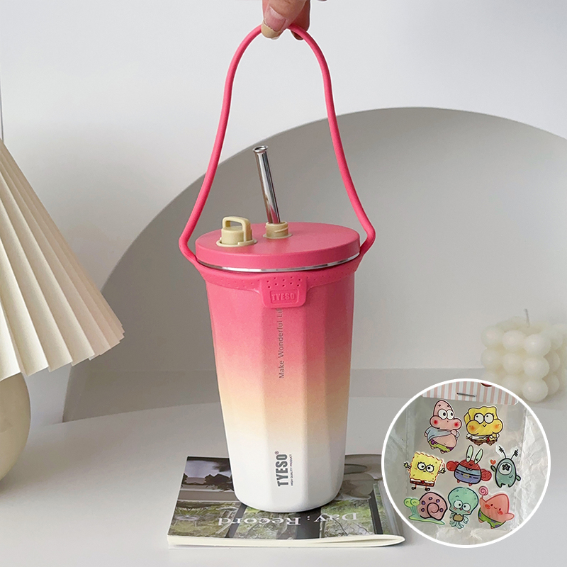 304食品級不鏽鋼咖啡杯 可伸縮吸管保溫杯