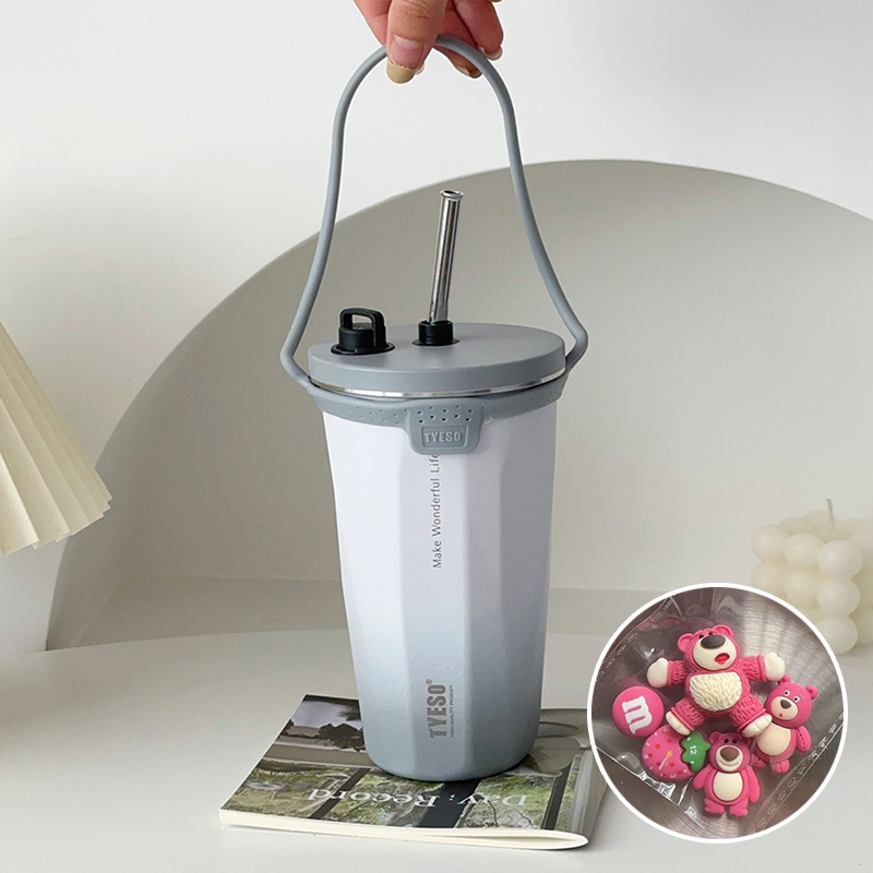 304食品級不鏽鋼咖啡杯 可伸縮吸管保溫杯