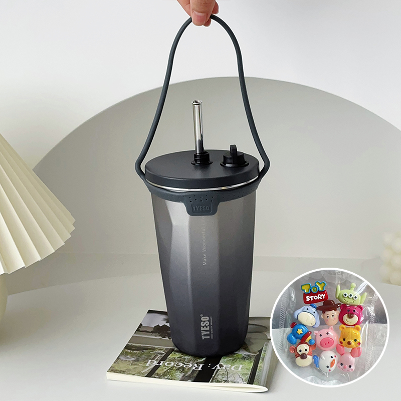 304食品級不鏽鋼咖啡杯 可伸縮吸管保溫杯