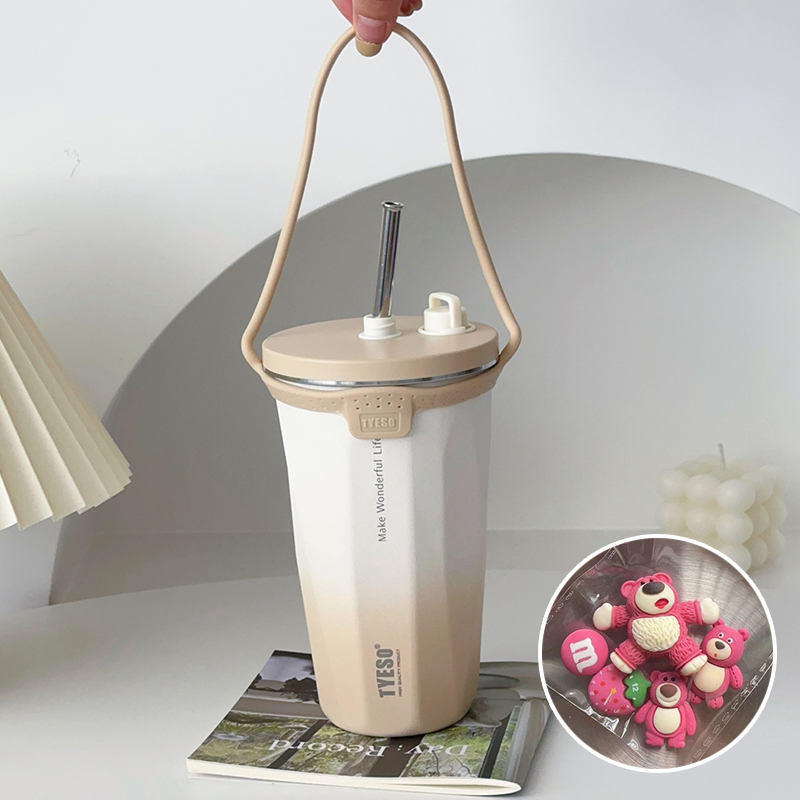 304食品級不鏽鋼咖啡杯 可伸縮吸管保溫杯