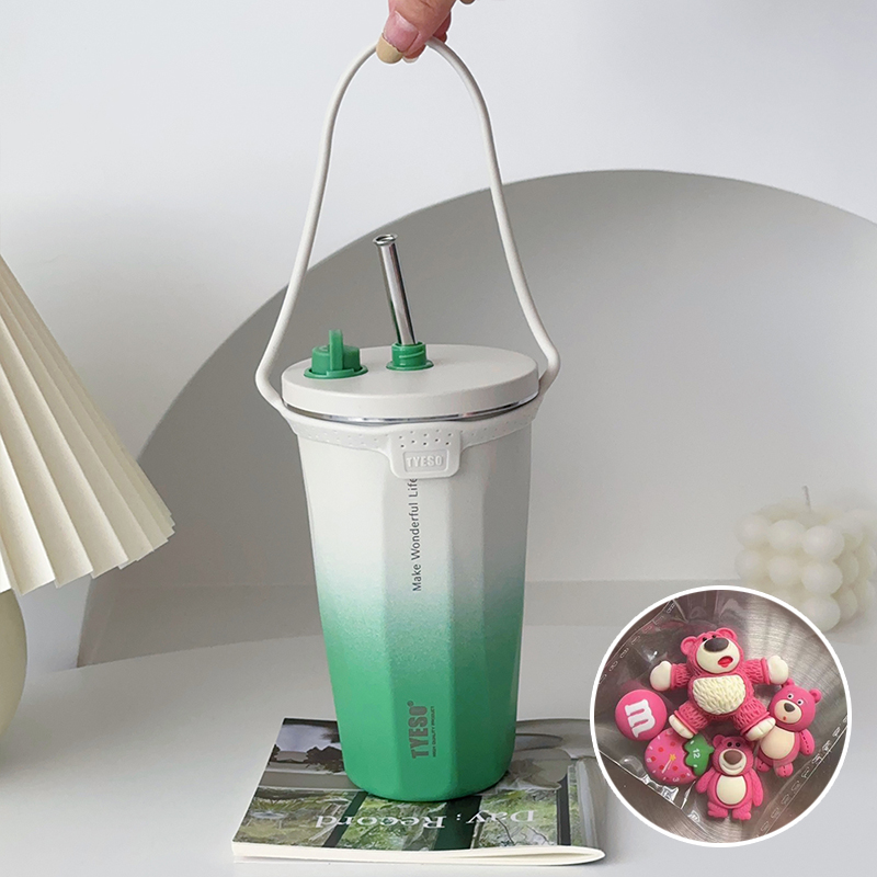 304食品級不鏽鋼咖啡杯 可伸縮吸管保溫杯