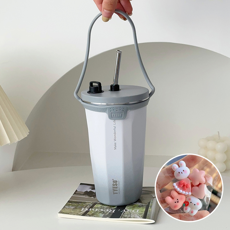 304食品級不鏽鋼咖啡杯 可伸縮吸管保溫杯