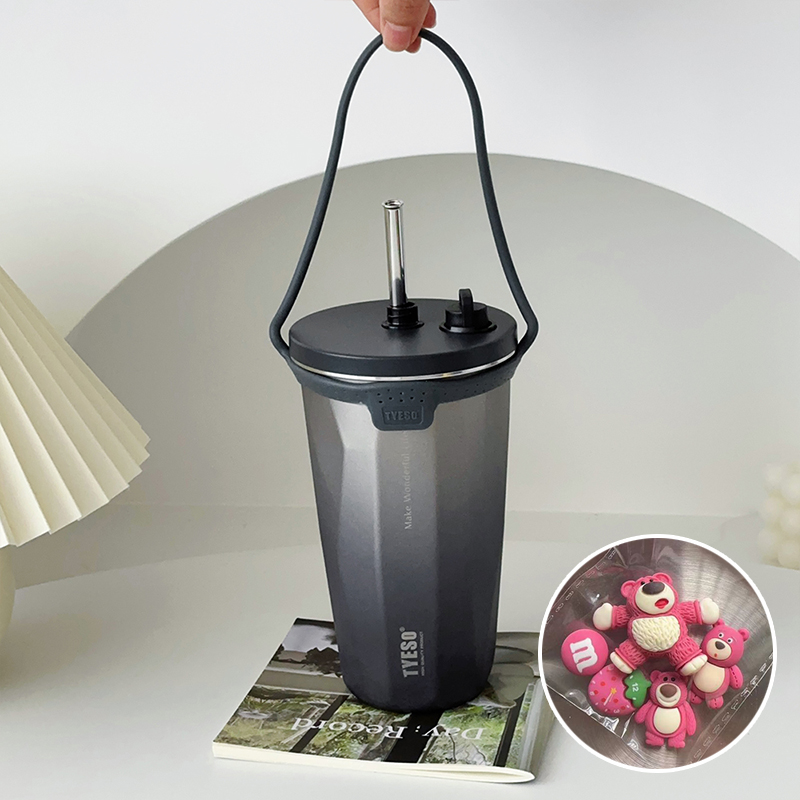 304食品級不鏽鋼咖啡杯 可伸縮吸管保溫杯