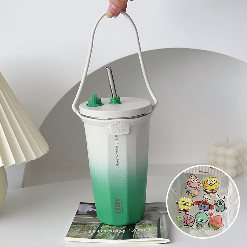 304食品級不鏽鋼咖啡杯 可伸縮吸管保溫杯